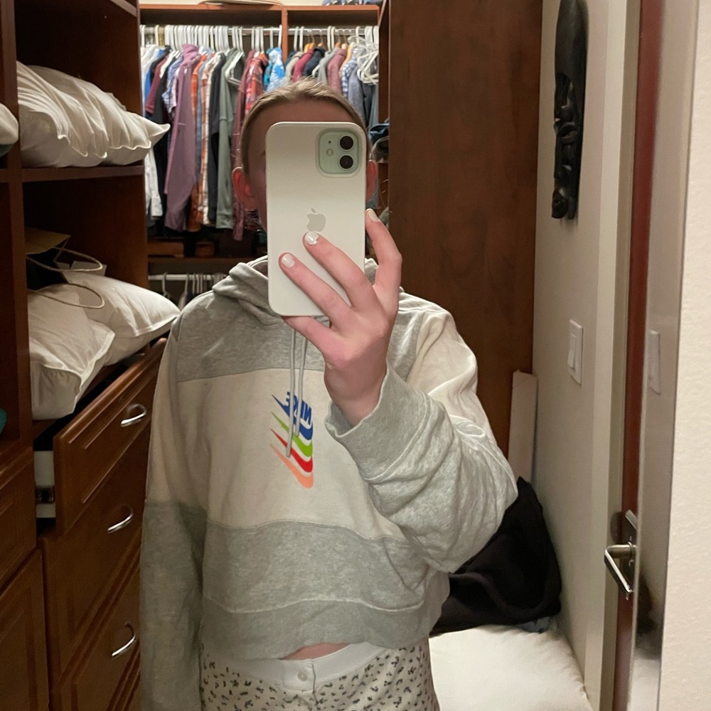 Nike grey slightly cropped hoddie
